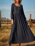 Solid Long Sleeve Maxi Dress
