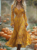 Vintage Floral High Waist Maxi Dress