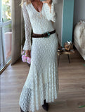 Lace Inner Flare Sleeve Slim Dress