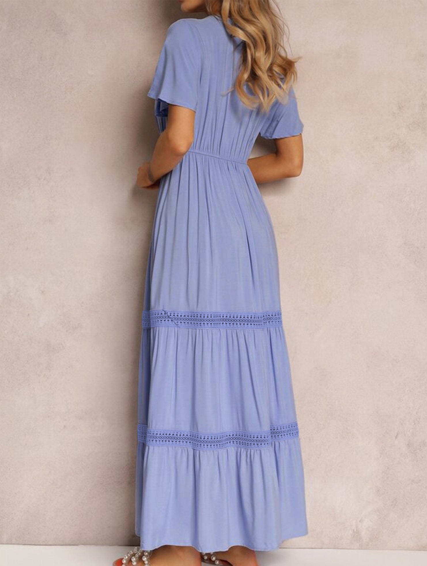 Ruffle Sleeve Lace Patchwork Dress