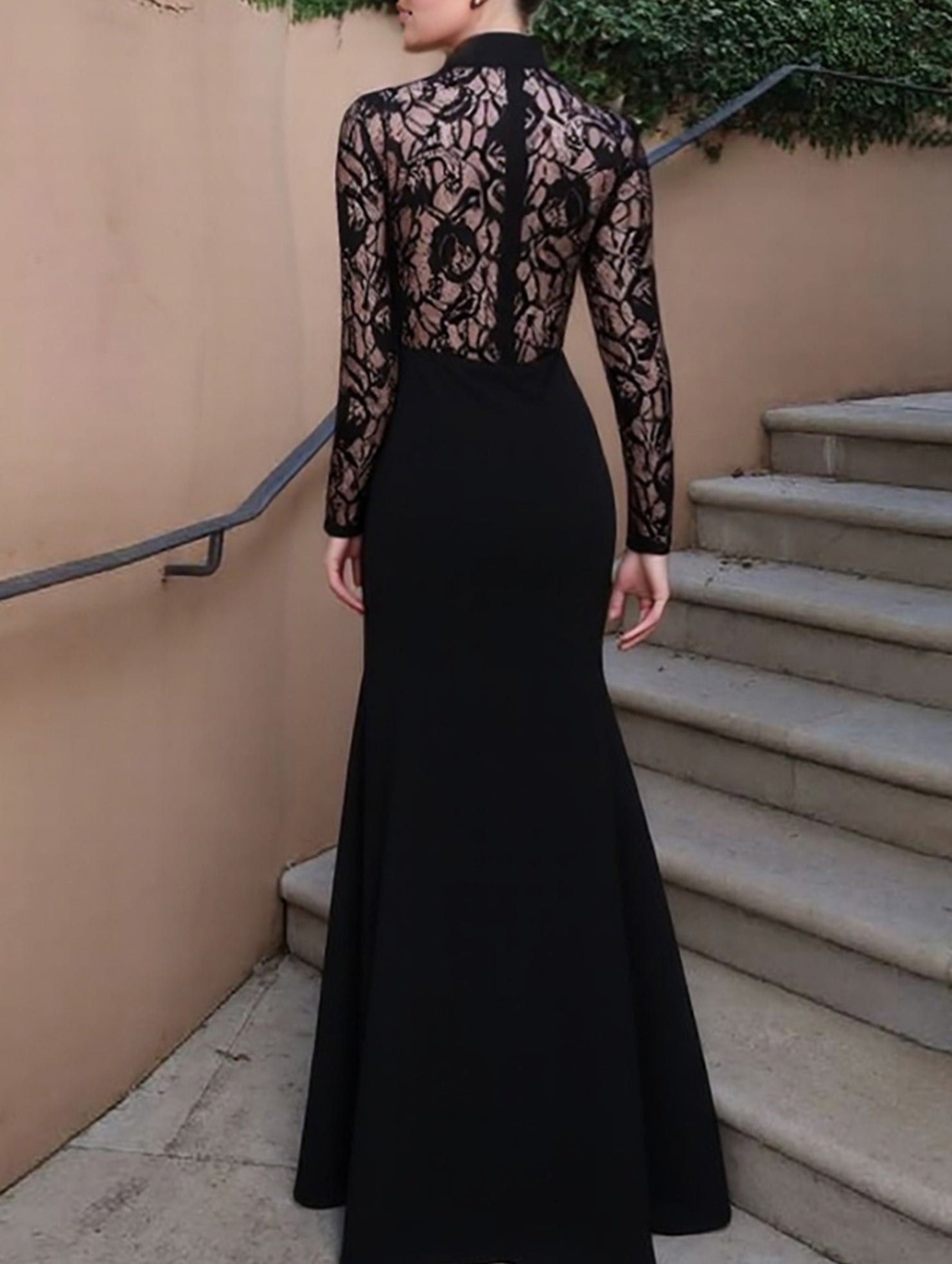 Lace Hollow Mock Neck Bodycon Dress