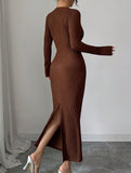 Cross Neck Textured Slim Dress