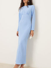 Solid Crew Neck Bodycon Dress