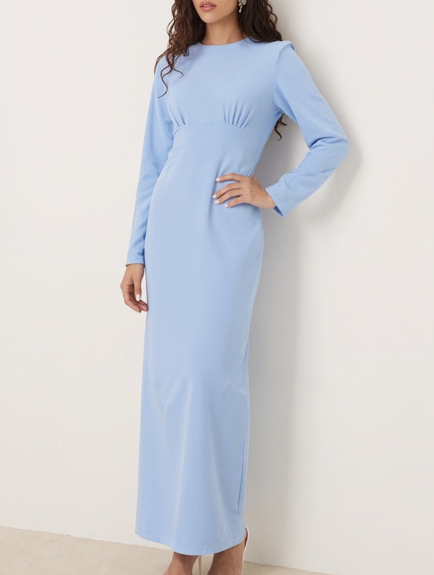 Solid Crew Neck Bodycon Dress