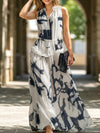 Ink Print Sleeveless Flowy Maxi Dress