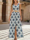 Floral Print Slit Sleeveless Dress