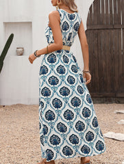 Floral Print Slit Sleeveless Dress