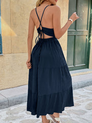 Halter Backless Waist Maxi Dress_CWDMD02699