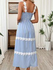 Lace Stripe Cami Maxi Dress_CWDMD02744