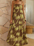 Palm Print High Waist Maxi Dress_CWDMD02796