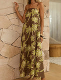 Palm Print High Waist Maxi Dress_CWDMD02796