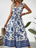 V Neck Print Sleeveless Maxi Dress_CWDMD02827