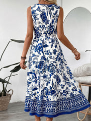 V Neck Print Sleeveless Maxi Dress_CWDMD02827