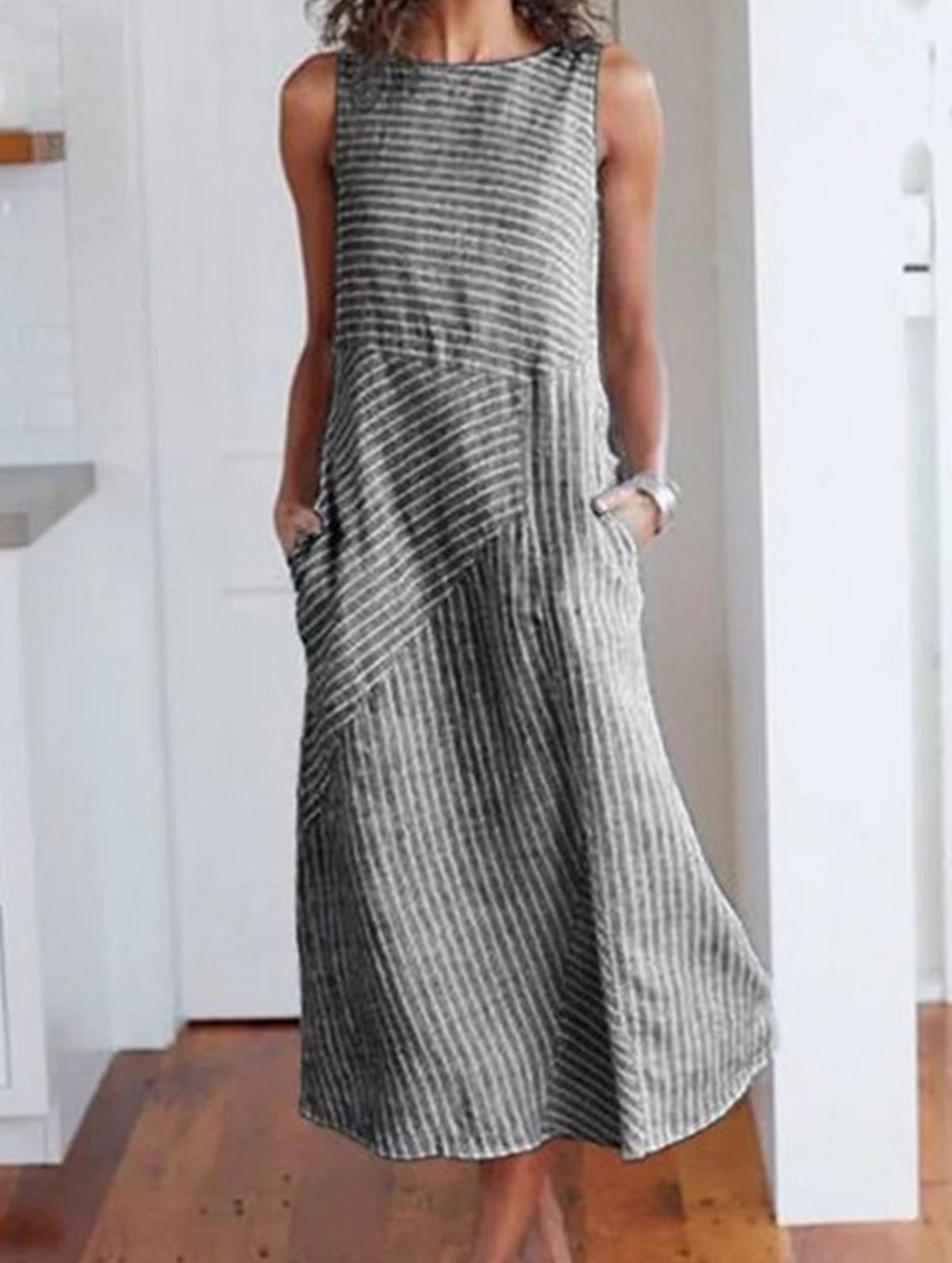 Stripe Sleeveless Bodycon Dress
