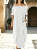Solid Short Sleeve Maxi Dress