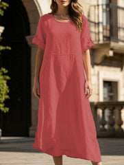 Linen Loose Short Sleeve Dress