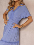 V Neck Ruffle Sleeve Flowy Maxi Dress_CWDMD02885