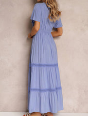 V Neck Ruffle Sleeve Flowy Maxi Dress_CWDMD02885