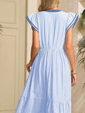 Colorblock Stripe Flutter Sleeve Dress_CWDMD02891