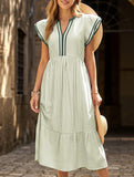 Colorblock Stripe Flutter Sleeve Dress_CWDMD02891