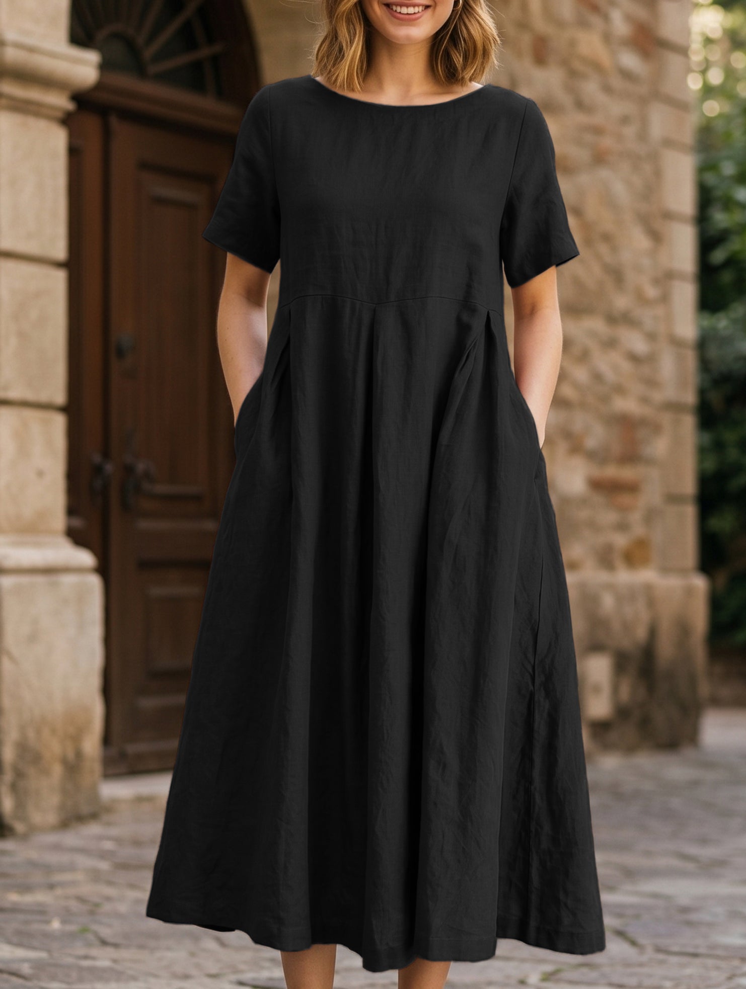 Cotton Loose Flowy Maxi Dress_CWDMD02892