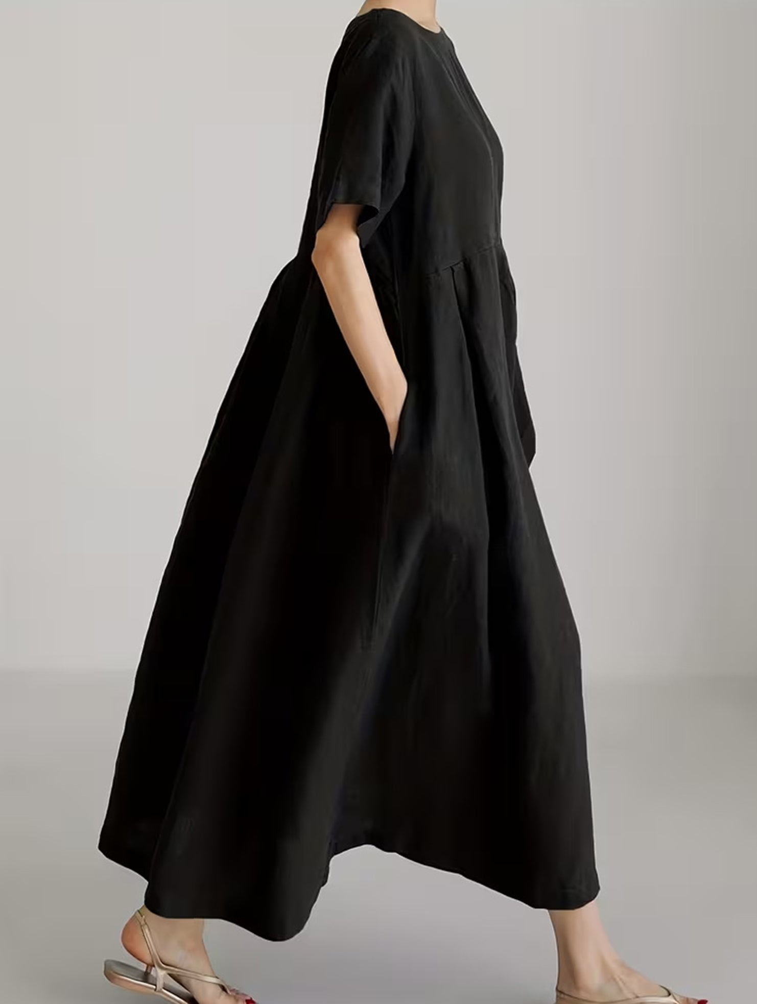 Cotton Loose Flowy Maxi Dress_CWDMD02892