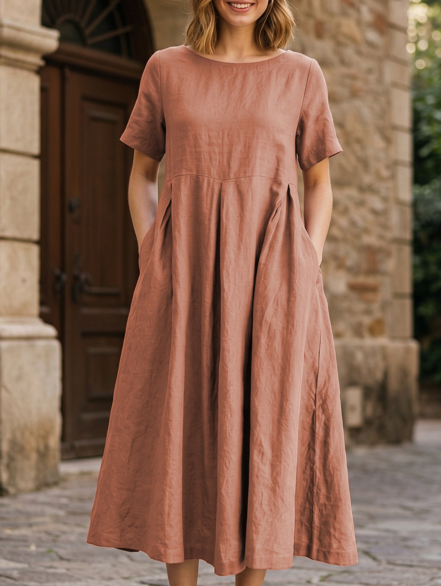 Cotton Loose Flowy Maxi Dress_CWDMD02892