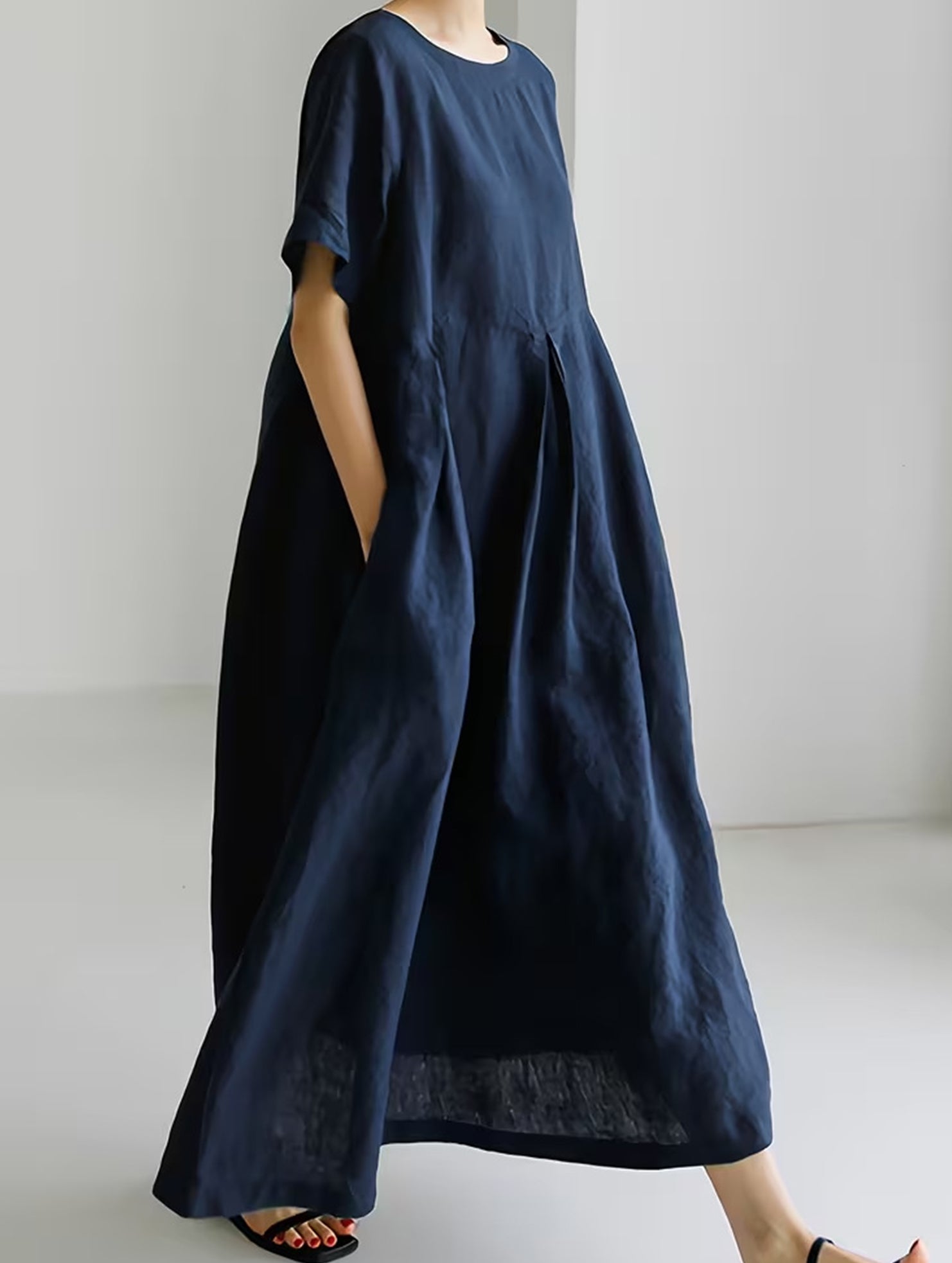 Cotton Loose Flowy Maxi Dress_CWDMD02892