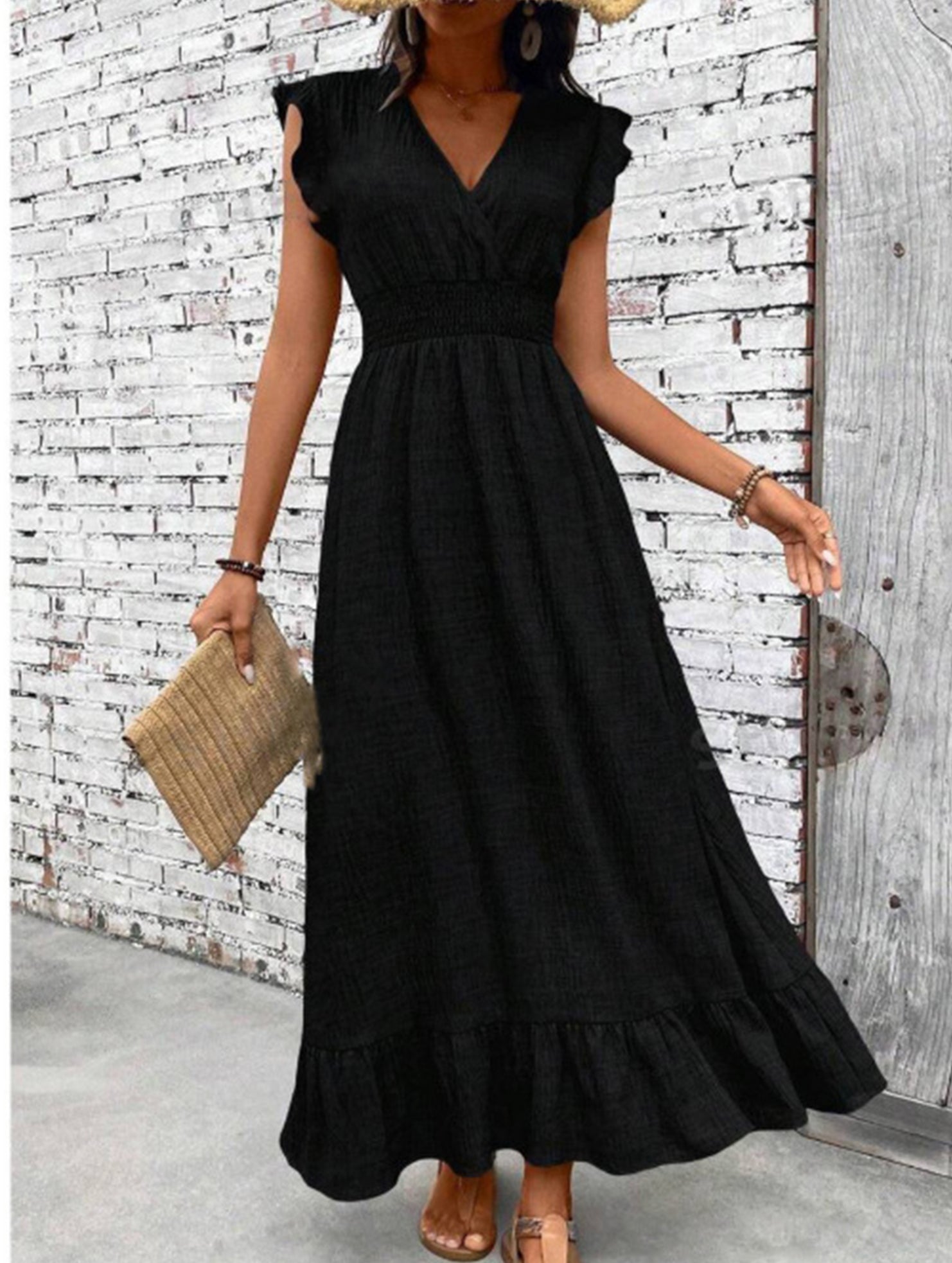 Waist Fit Casual Maxi Vacation Dress_CWDMD02893
