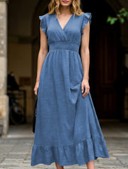 Waist Fit Casual Maxi Vacation Dress_CWDMD02893