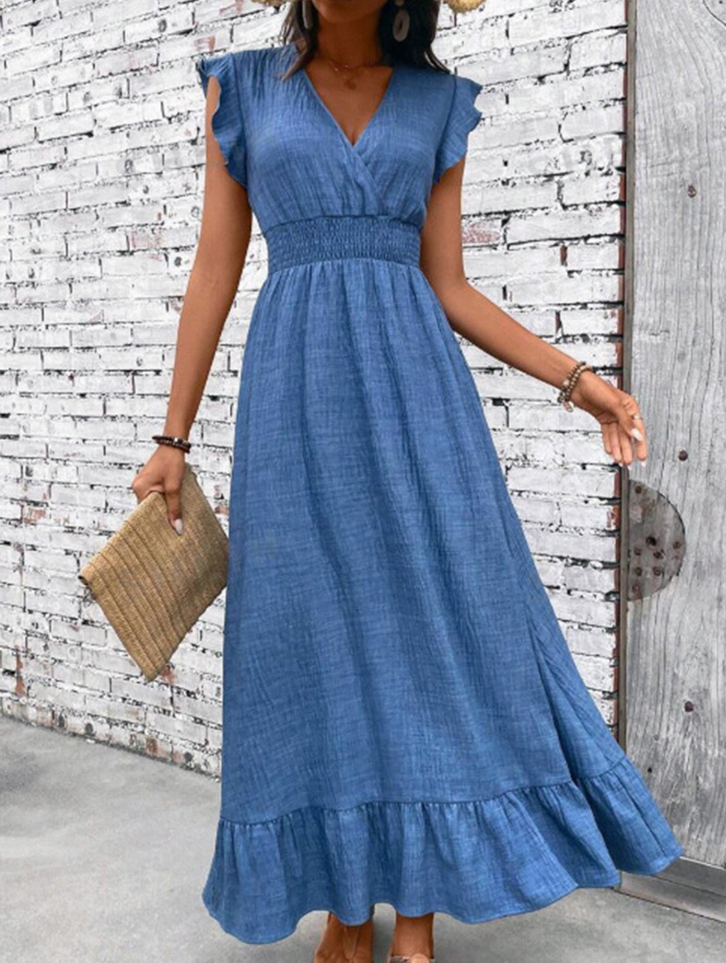 Waist Fit Casual Maxi Vacation Dress_CWDMD02893