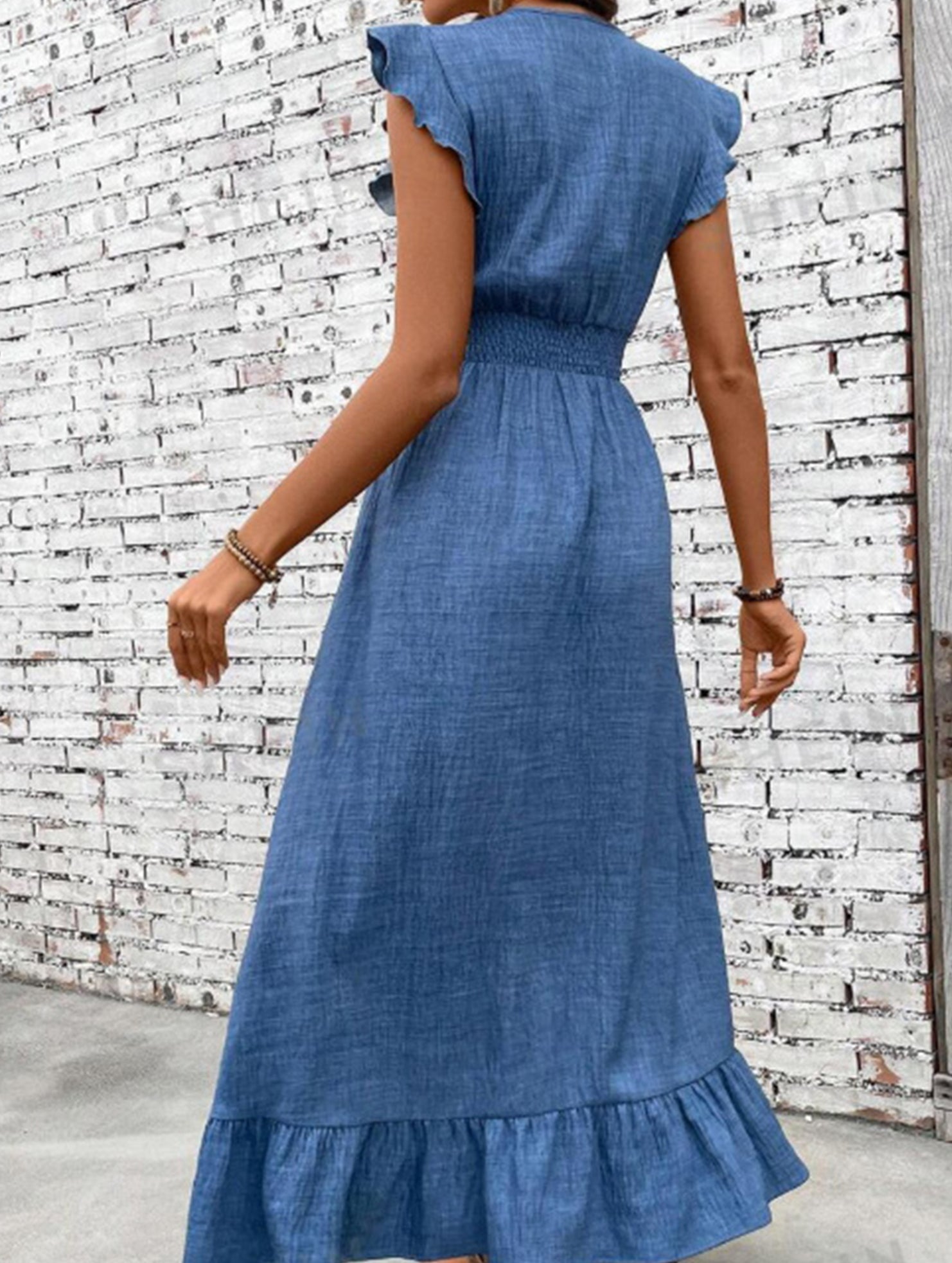 Waist Fit Casual Maxi Vacation Dress_CWDMD02893