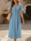 V Neck Loose Solid Maxi Dress_CWDMD02894