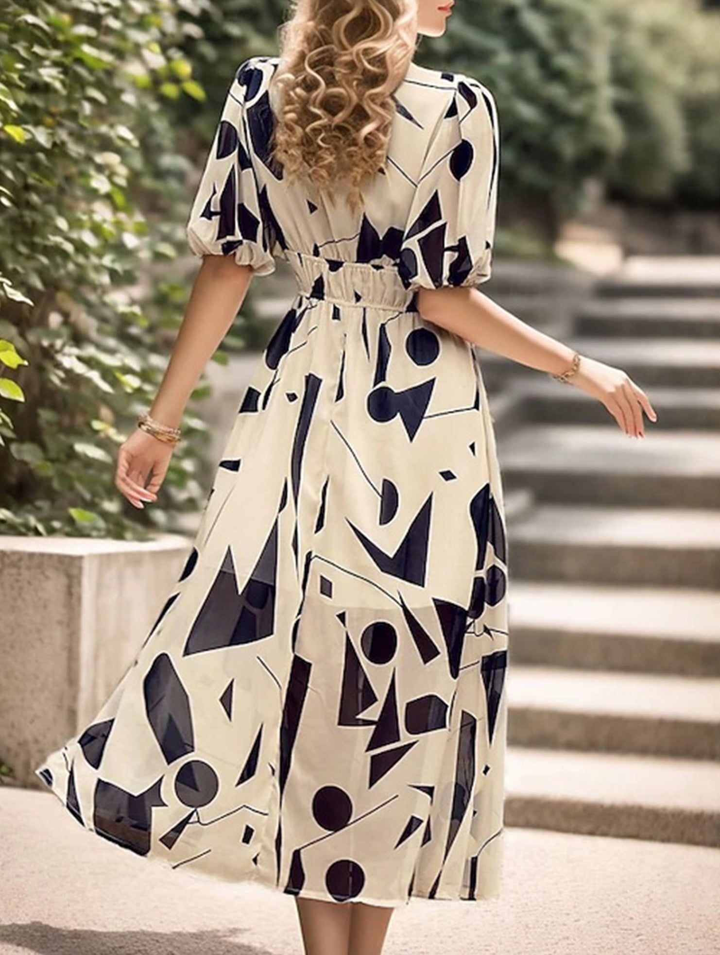 V Neck Cinched Waist Maxi Dress_CWDMD02904