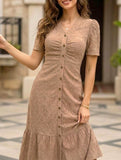 Doll Collar Short Sleeve Dress_CWDMD02907