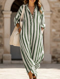 V Neck Stripe Printed Maxi Dress