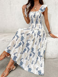 Leaf Print Ruffle Tiered Maxi Dress_CWDMD02916