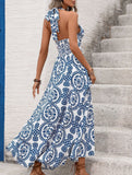 Porcelain Halter Maxi Dress