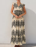 Paisley Print Flutter Sleeve Dress