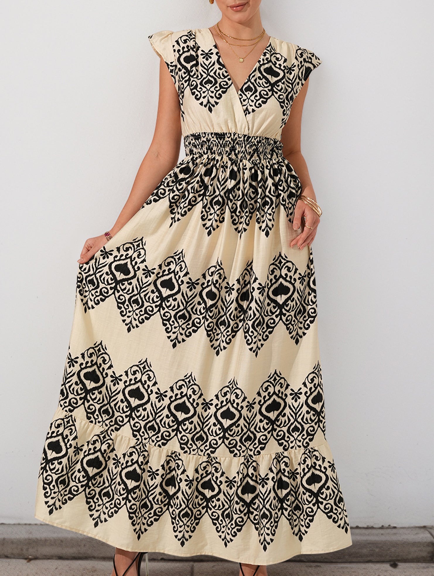 Paisley Print Flutter Sleeve Dress
