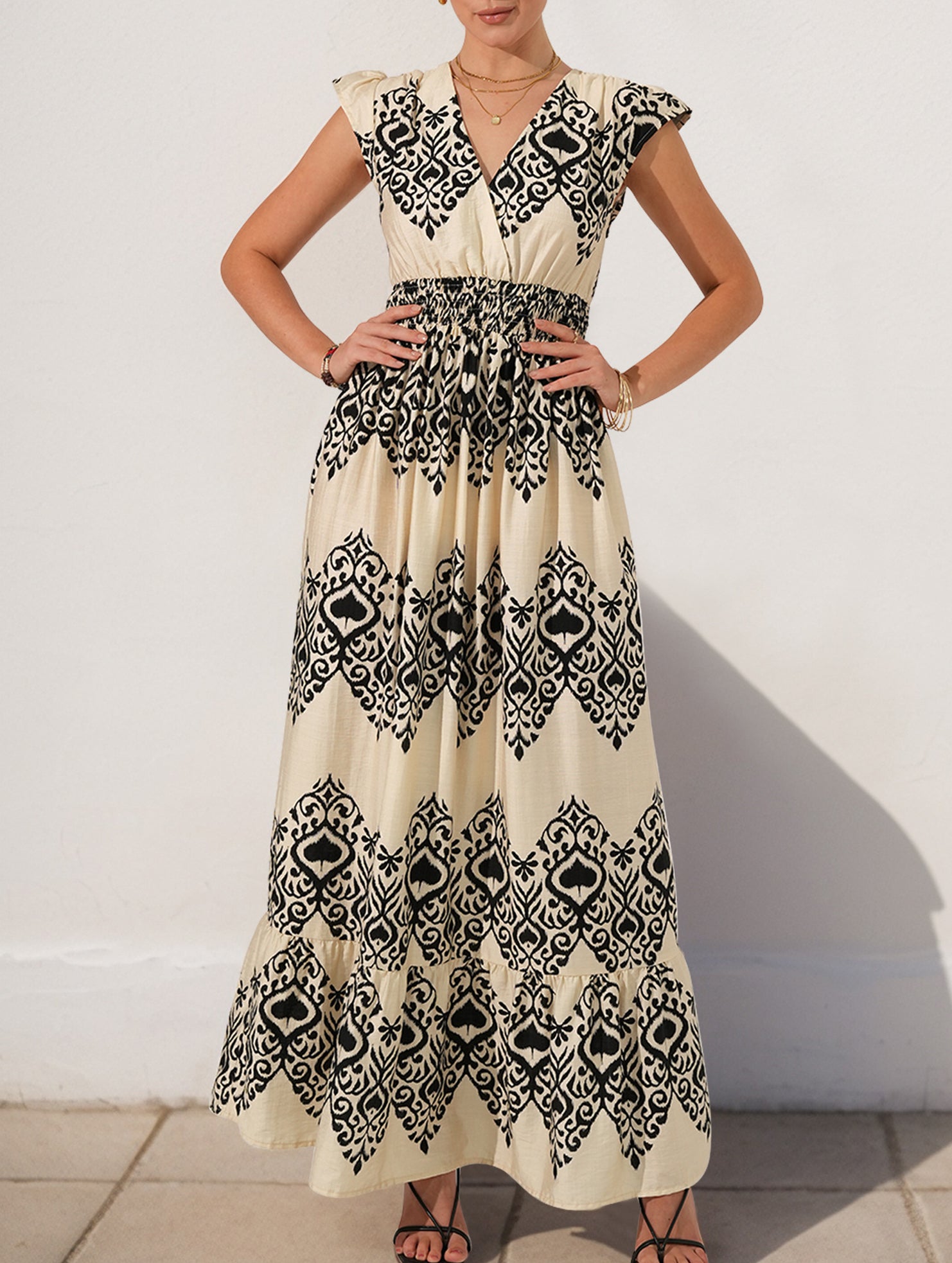 Paisley Print Flutter Sleeve Dress
