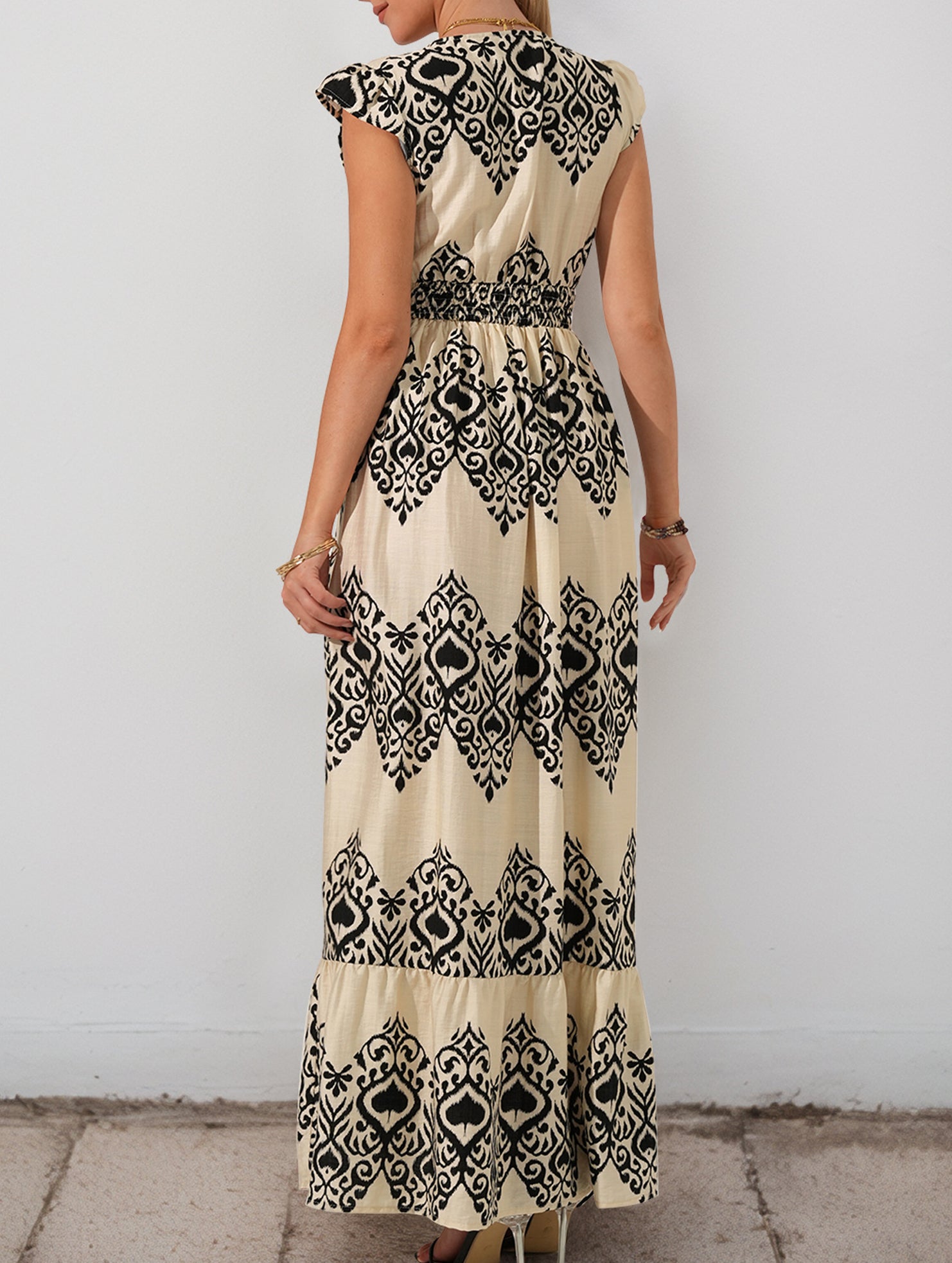 Paisley Print Flutter Sleeve Dress