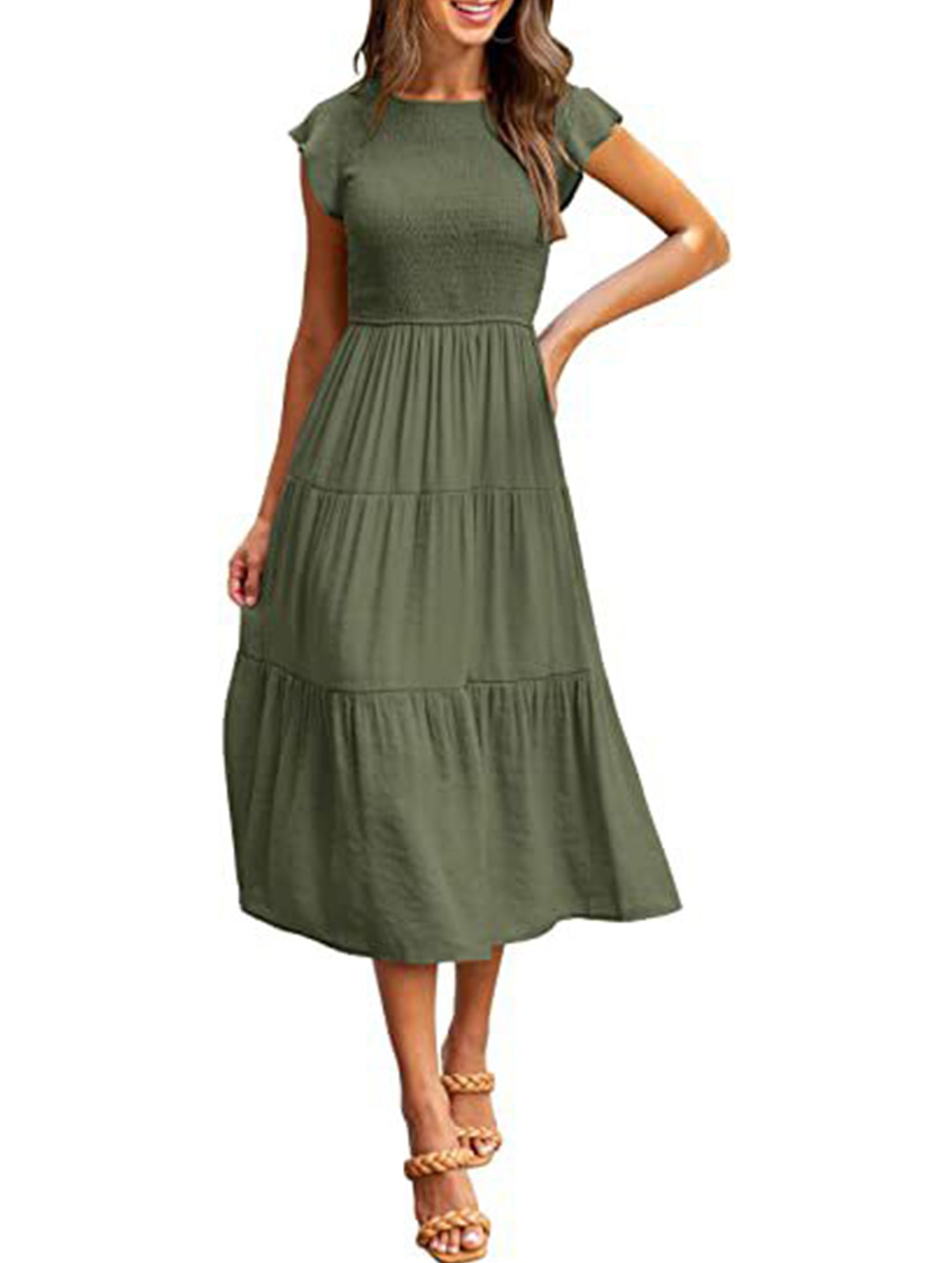 Flutter Sleeve Tiered Mini Dress_CWDMD02934