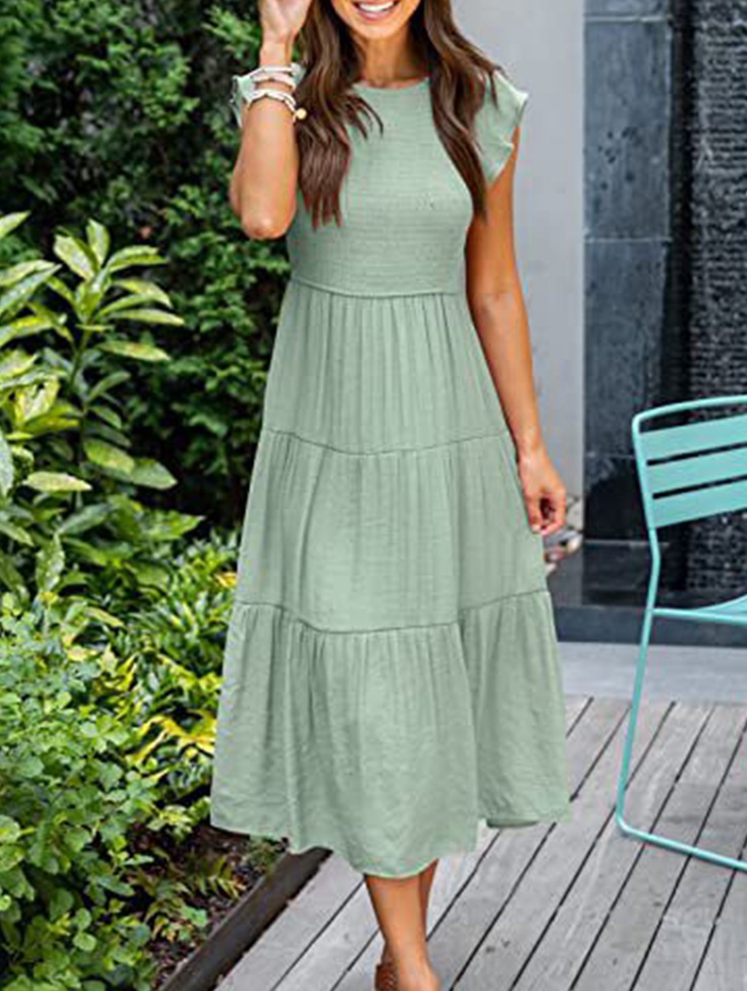 Flutter Sleeve Tiered Mini Dress_CWDMD02934