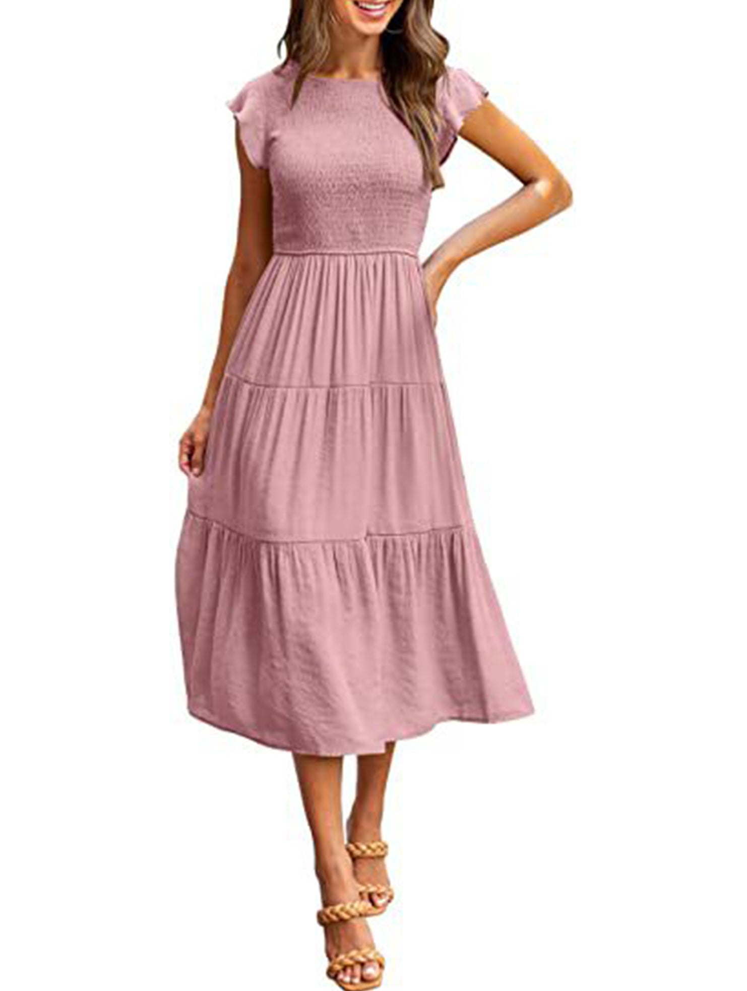 Flutter Sleeve Tiered Mini Dress_CWDMD02934