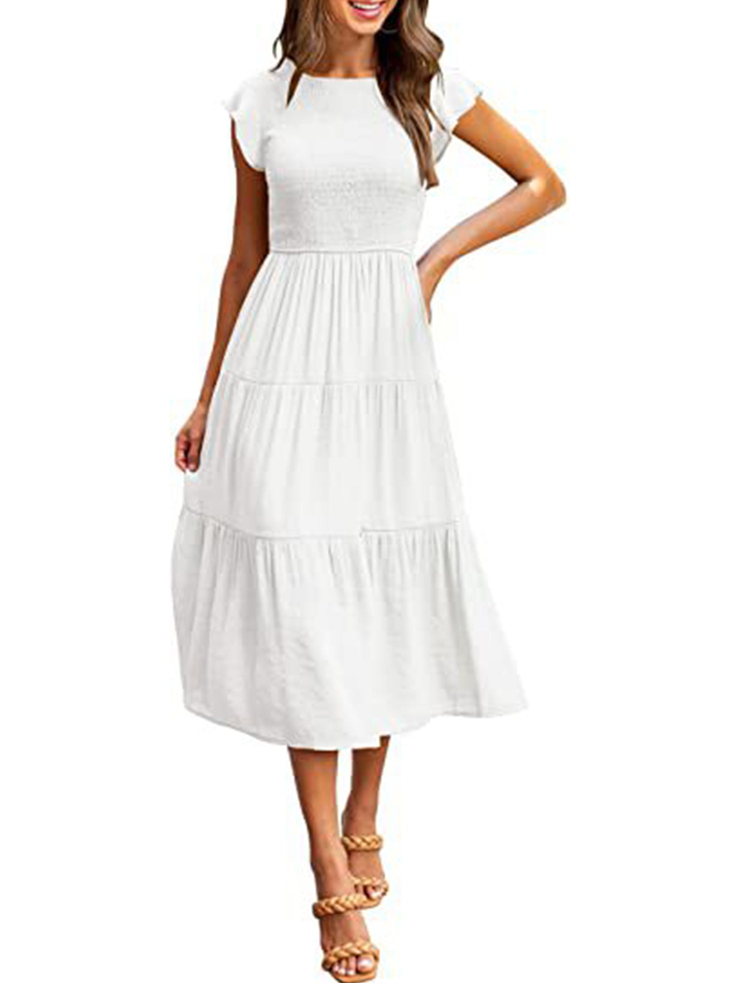 Flutter Sleeve Tiered Mini Dress_CWDMD02934