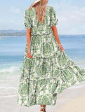 Puff Sleeve Print Mini Dress_CWDMD02935