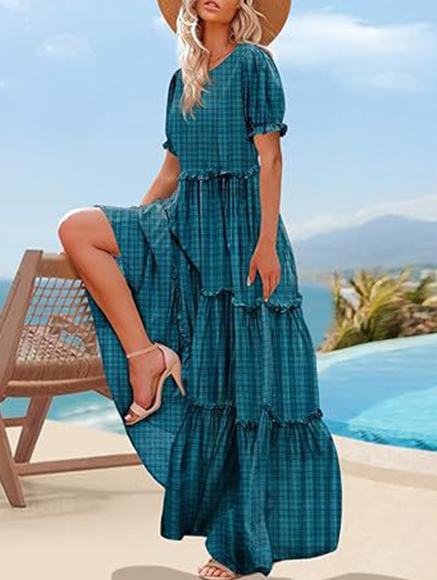 Puff Sleeve Print Mini Dress_CWDMD02935