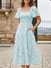 Square Neck Boho Floral Midi Dress_CWDMD02939