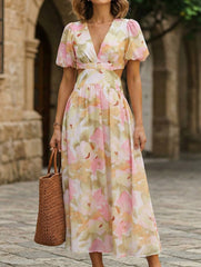 Sexy Slim Fit V-neck maxi dress